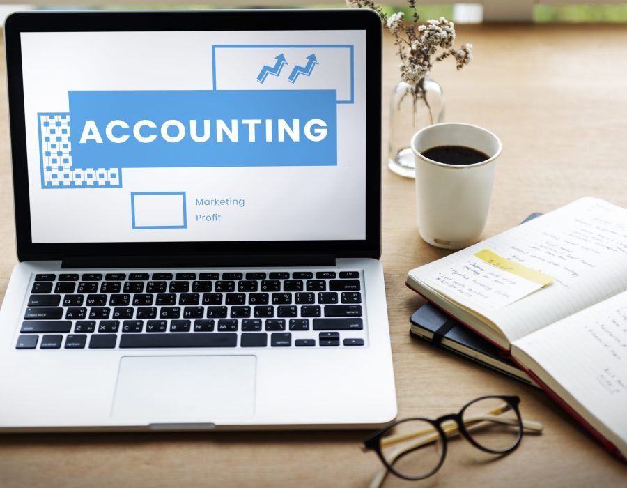 Network connection graphic overlay on laptop